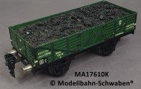 Märklin 17610K Spur 0, Blech, Offener Güterwagen bel.m.Kohle, grün, DR, Länge 165 mm
