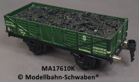 Märklin 17610K Spur 0, Blech, Offener Güterwagen bel.m.Kohle, grün, DR, Länge 165 mm