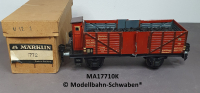 Märklin 17710K Spur 0, Blech, Hochbordwagen, BrHs, bel.m.Kohle, rotbraun, DR, Länge 185 mm