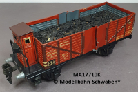 Märklin 17710K Spur 0, Blech, Hochbordwagen, BrHs, bel.m.Kohle, rotbraun, DR, Länge 185 mm