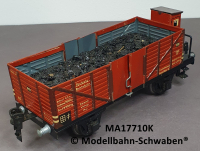 Märklin 17710K Spur 0, Blech, Hochbordwagen, BrHs, bel.m.Kohle, rotbraun, DR, Länge 185 mm