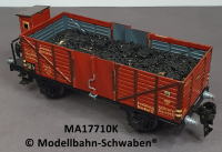 Märklin 17710K Spur 0, Blech, Hochbordwagen, BrHs, bel.m.Kohle, rotbraun, DR, Länge 185 mm