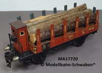 Märklin 17720 Spur 0, Blech, Rungenwagen, BrHs, bel.m.Holz, rotbraun, DR, Länge 165 mm