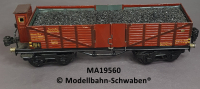 Märklin 1851 Spur 0, Blech, Offener Hochbordwagen, BrHs, bel.Kohle, 4-achsig, braun