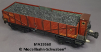 Märklin 1851 Spur 0, Blech, Offener Hochbordwagen, BrHs, bel.Kohle, 4-achsig, braun