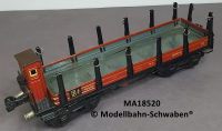 Märklin 1852 Spur 0, Blech Rungenwagen, Brhs., 4-Achs, rotbraun, 245 mm, Rungen mit Spannringen