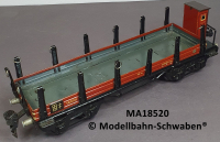 Märklin 1852 Spur 0, Blech Rungenwagen, Brhs., 4-Achs, rotbraun, 245 mm, Rungen mit Spannringen