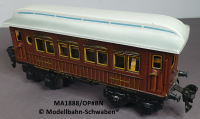 Märklin 1888/OP Spur 0, Blech Schlafwagen MITROPA. 4-achsig, braun, Inneneinrichtung, OVP