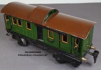 Märklin 18890 Spur 0, Blech Packwagen, 4-achsig, grün, Dach braun, 215 mm