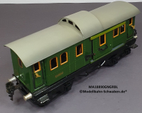 Märklin 18890 Spur 0, Blech Packwagen, 4-achsig, grün, Dach grau, beleuchtet, 215 mm