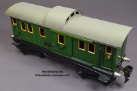 Märklin 18890 Spur 0, Blech Packwagen, 4-achsig, grün, Dach grau, beleuchtet, 215 mm