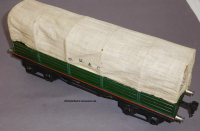 Märklin 1950 Spur 1, Planewagen, original Plane, 4-achs grün, Bauzeit ca. 1926 bis 1932