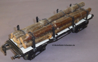 Märklin 1953 Spur 1, Stammholzwagen, Rungen, Ketten, 2 Drehgestelle, Bauzeit ca. 1926 bis 1932