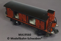 Märklin 1956 Spur 0, Blech Gedeckter Güterwagen, hochgesetztes Brhs., 4-Achs, rotbraun, 215 mm, Schiebetüren