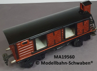 Märklin 1956 Spur 0, Blech Gedeckter Güterwagen, hochgesetztes Brhs., 4-Achs, rotbraun, 215 mm, Schiebetüren