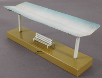 Märklin 422/2 Bahnsteig vor 1938, Schmale Dachwellen, kieselgrau/hellblau, Größe 200x45x80 mm