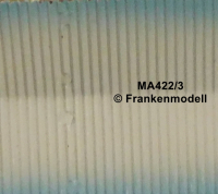 Märklin 422/3 Bahnsteig nach 1938, Breite Dachwellen, kieselgrau/hellblau, Größe 200x45x80 mm