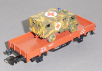 Märklin 4423 H0 Niederbordwagen bel.m.Sanifahrzeug, DB, OVP