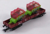 Märklin 4473 H0 Niederbordwagen Rlmms beladen mit 2 Heuladewagen, DB, OVP