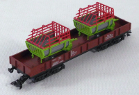 Märklin 4473 H0 Niederbordwagen Rlmms beladen mit 2 Heuladewagen, DB, OVP