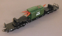 Märklin 4617 H0 Tiefladewagen mit Trafo TrafoUnion grün, DB, OVP