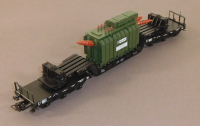 Märklin 4617 H0 Tiefladewagen mit Trafo TrafoUnion grün, DB, OVP