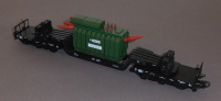 Märklin 4617 H0 Tiefladewagen mit Trafo TrafoUnion grün, DB, OVP