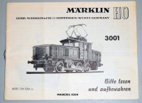 Märklin 68301 H0 Gebrauchsanleitung für E-Lok 3001 Ausgabe 02/64