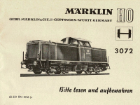 Märklin 68372 H0 Gebrauchsanleitung für Diesellok 3072 Ausgabe 07/66