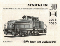 Märklin 68378 H0 Gebrauchsanleitung für Diesellok 3078/3080 Ausgabe 01/72