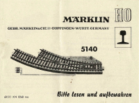 Märklin 68511 H0 Gebrauchsanleitung für Bogenweiche 5140 Ausgabe 02/68