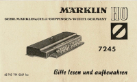 Märklin 68745 H0 Gebrauchsanleitung Anschluß Universal Fernschalter 7245 Ausgabe 05/69