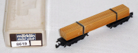 Märklin 8619 Z MINICLUB, Langholzwagen, Kantholz, 2 Drehgestelle mit je 3 Metallrädern