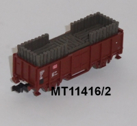 Minitrix 11416/2 N Offener Güterwagen, E035, mit Grubenholz, DB