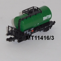 Minitrix 11416/3 N Kesselwagen, BfB, grün, DB