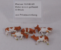 Preiser 10146 H0 Kühe braun gefleckt 5 Stk., EVP