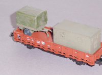 Roco #0005 H0 Rungenwagen, beladen mit militärischer Ausrüstung, DB, OVP