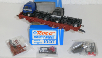 Roco 1907 H0 Rungenwagen mit Zwei LKW Zugmaschinen, DB, OVP