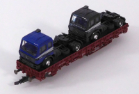 Roco 1907 H0 Rungenwagen mit Zwei LKW Zugmaschinen, DB, OVP