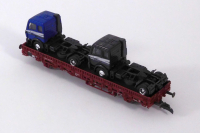 Roco 1907 H0 Rungenwagen mit Zwei LKW Zugmaschinen, DB, OVP