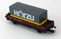 Roco 46032 H0 Niederbordwagen mit Wechselbrücke HÖRZU, DB, OVP