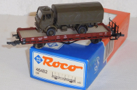 Roco 46482 H0 Rungenwagen beladen mit Militär LKW, DB, OVP