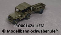 Roco Minitank 190 H0 Willys Jeep mit Verdeck und Anhänger, Fertigmodell