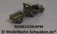 Roco Minitank 190 H0 Willys Jeep mit Verdeck und Anhänger, Fertigmodell