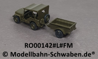 Roco Minitank 190 H0 Willys Jeep mit Verdeck und Anhänger, Fertigmodell
