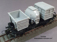 Trix Express 27033 H0 Behältertragwagen, bel. m. 3 verschiedenen Behältern, DB