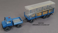 Wiking 27392 H0 MB Unimog U1700 m. Rungenanhänger u. Ladung