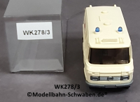 Wiking 278/3, H0, MB L406, Rettungswagen. silbern/creme, DRK, EVP