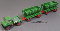 Wiking 29404 H0 MB UNIMOG U 1500 mit 2 Kohleanhängern