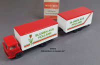 Wiking 426 H0, Magirus Lastzug m. Tandemanhänger, rot, OVP